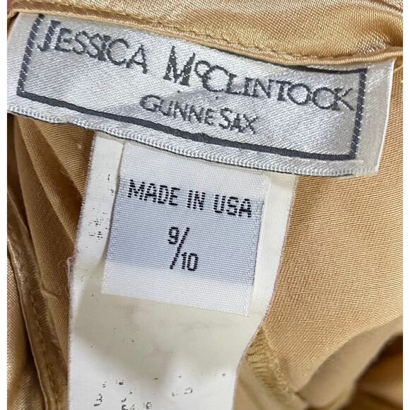 Vintage 90s Jessica McClintock Satin Mini Dress Flower Beaded Straps Champagne 6 - Picture 15 of 15